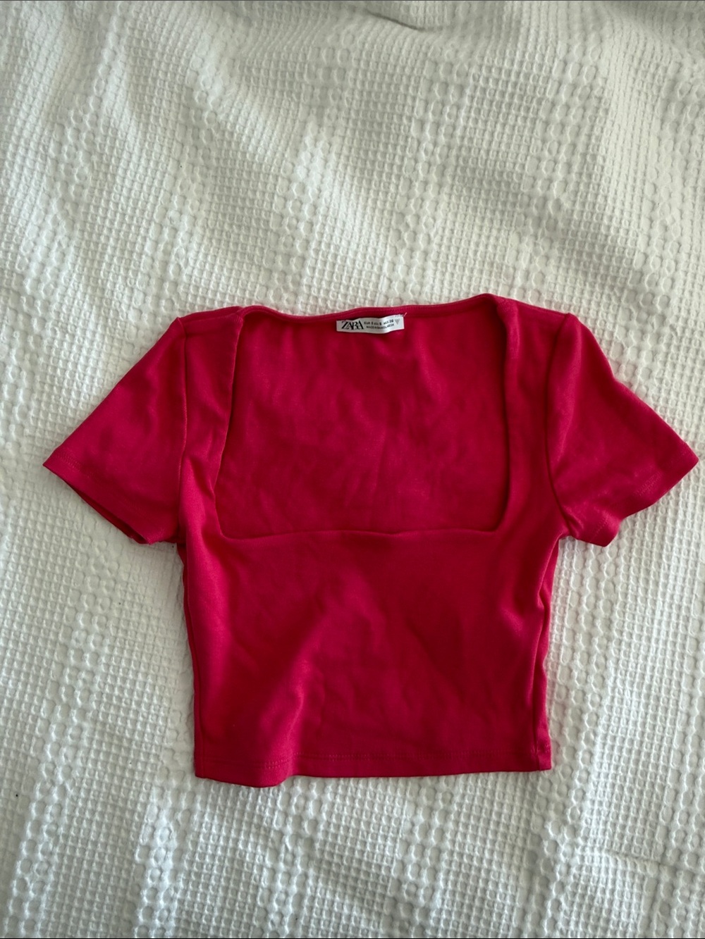 Zara Hot Pink Square-Neck Crop Top